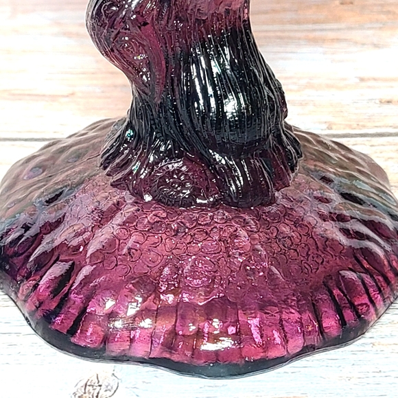 Portieux Vallerysthal Amethyst Glass Botanical Tree Trunk Pedestal Compote VTG - Picture 16 of 16